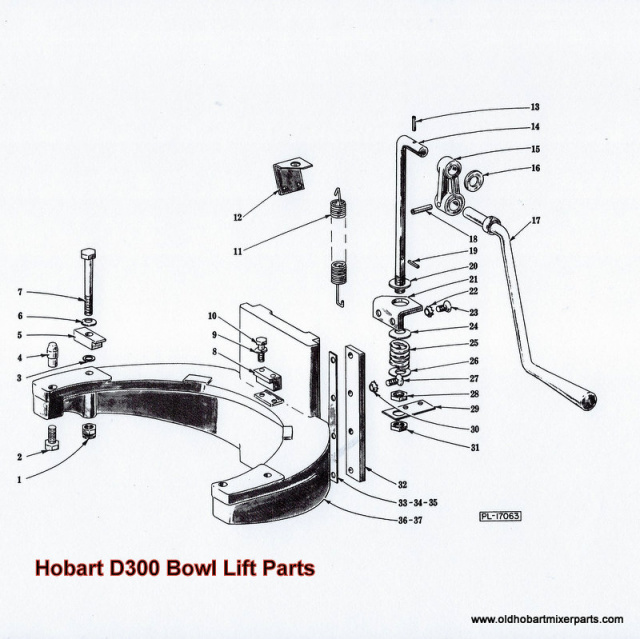 Hobart Mixer M802 Bowl lift handle 00-064727-00001  Lift control Shaft & Handle 