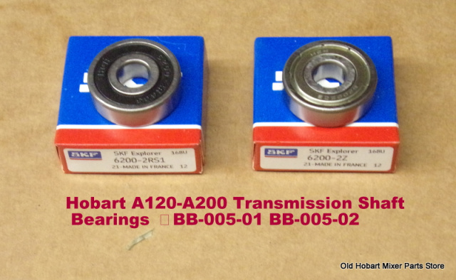 HOBART A-200 TRANSMISSION SHAFT BALL BEARINGS & LOADING SPRING, OLD PART NUMBERS BB-5-2, BB-5-1, SL-