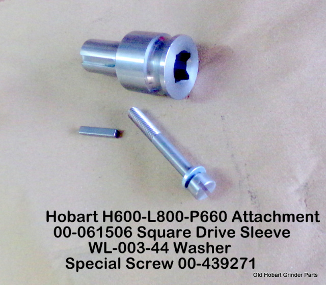 Hobart H600, P660, L800 Mixer Square Drive Sleeve 00-061516, Key 00-012430-00042, Special Screw 00-6